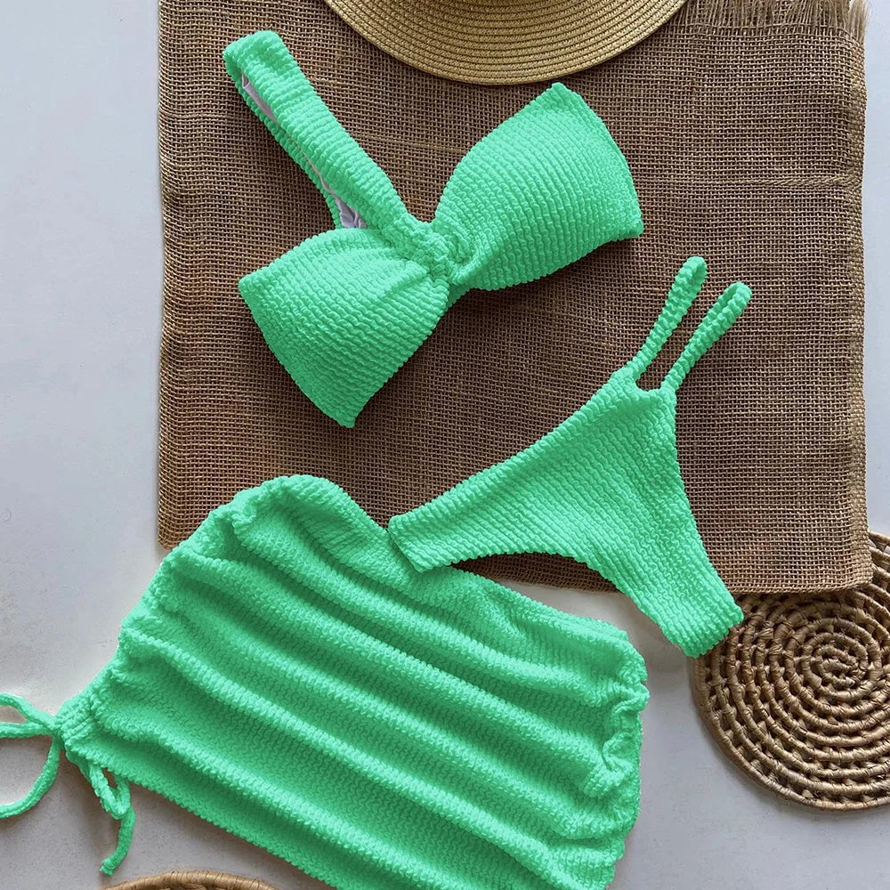 Sexy 3pieces Micro Bikini 2025 Women Swimsuit Female Swimwear Thong Bikinis Set Brazilian Beach Wear Bathing Suit Biquini - 3KDyn